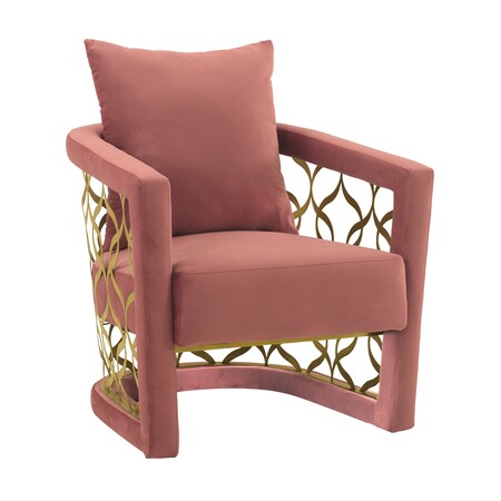 Armen Living Corelli Blush Fabric Upholstered Accent Chair with Brushed Gold Legs LCCLCHBLUSH